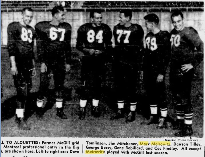 McGill players with Montreal 1952