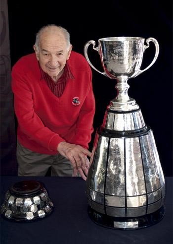 Moe Segal with the Grey Cup